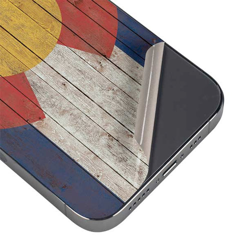 Colorado Flag Dark Wood iPhone 16e Skin